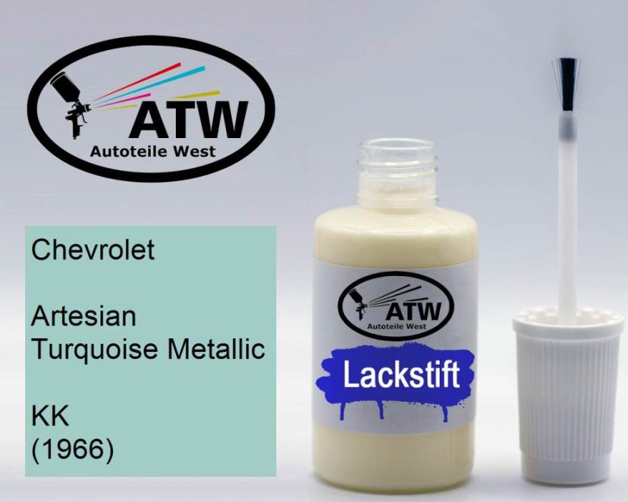 Chevrolet, Artesian Turquoise Metallic, KK (1966): 20ml Lackstift, von ATW Autoteile West.